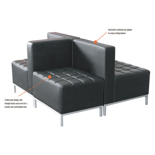 Alera Qub Series Armless L Sectional, Charging Station Center Seat, Ac Outlet, (2) Usb Ports, 26.38" X 26.38" X 30.5", Black