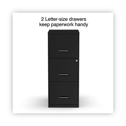 Soho Vertical File Cabinet, 3 Drawers: File/file/file, Letter, Black, 14" X 18" X 34.9"