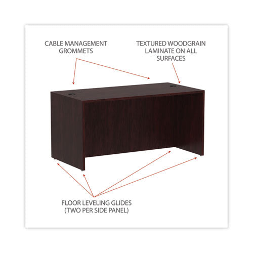 Alera Valencia Series Straight Front Desk Shell, 59.13" X 29.5" X 29.63", Mahogany