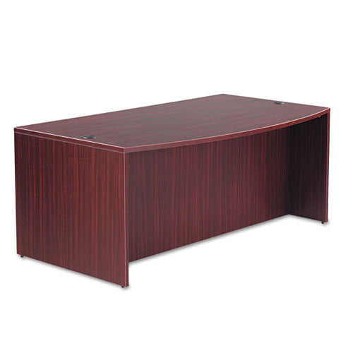 Alera Valencia Series Bow Front Desk Shell, 71" X 41.38" X 29.63", Mahogany