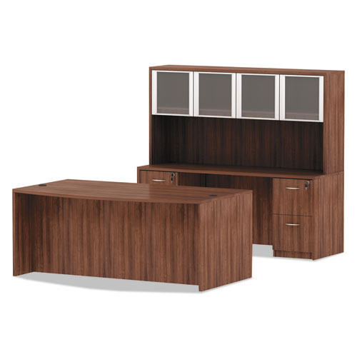 Alera Valencia Series Bow Front Desk Shell, 71" X 41.38" X 29.63", Modern Walnut