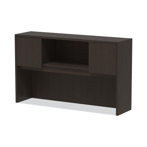 Alera Valencia Series Hutch With Doors, 4 Compartments, 58.88w X 15d X 35.38h, Espresso