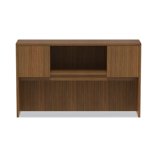 Alera Valencia Series Hutch With Doors, 4 Compartments, 58.88w X 15d X 35.38h, Modern Walnut