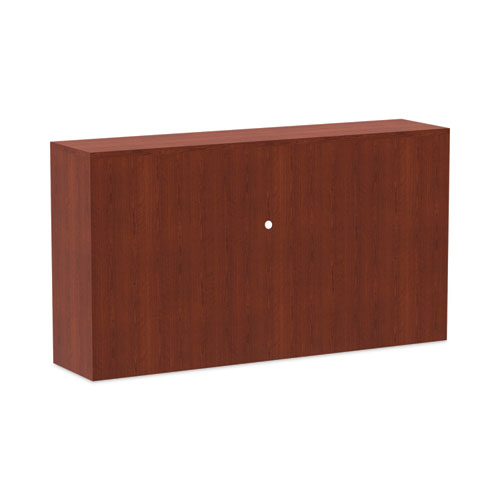 Alera Valencia Series Hutch With Doors, 4 Compartments, 64.75w X 154d X 35.38h, Medium Cherry