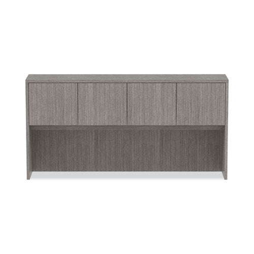 Alera Valencia Series Hutch With Doors, 4 Compartments, 70.63w X 15d X 35.38h, Gray