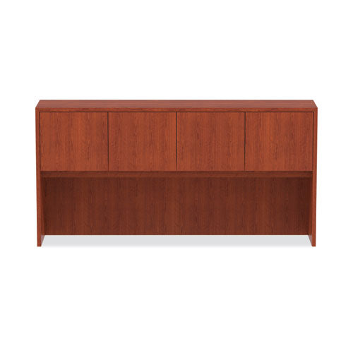 Alera Valencia Series Hutch With Doors, 4 Compartments, 70.63w X 15d X 35.38h, Medium Cherry