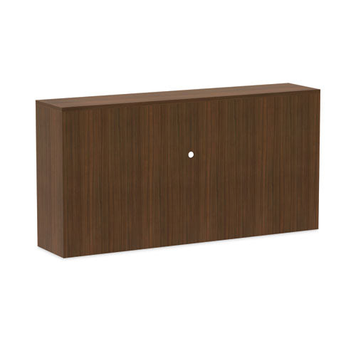 Alera Valencia Series Hutch With Doors, 4 Compartments, 70.63w X 15d X 35.38h, Modern Walnut