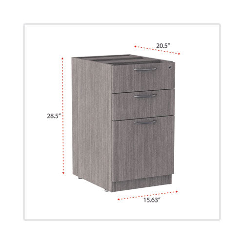 Alera Valencia Series Full Pedestal File, Left/right, 3-drawers: Box/box/file, Legal/letter, Gray, 15.63" X 20.5" X 28.5"