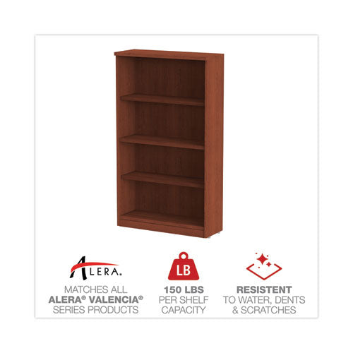 Alera Valencia Series Bookcase, Three-shelf, 31.75w X 14d X 39.38h, Mahogany