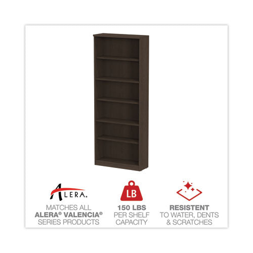 Alera Valencia Series Bookcase, Six-shelf, 31.75w X 14d X 80.25h, Espresso