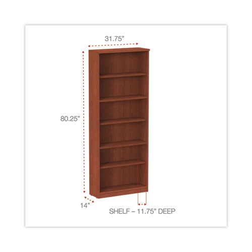 Alera Valencia Series Bookcase, Six-shelf, 31.75w X 14d X 80.25h, Medium Cherry