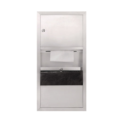 Stainless Steel Surface-mounted Paper Towel Dispenser With Waste Receptacle, 28 X 4 X 14