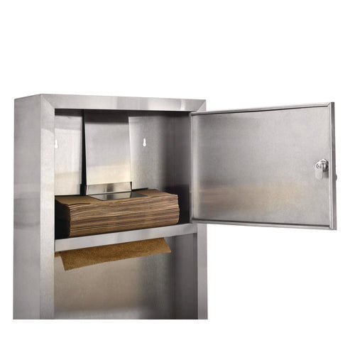 Stainless Steel Surface-mounted Paper Towel Dispenser With Waste Receptacle, 28 X 4 X 14