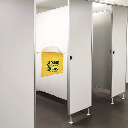 Safety Hanging Sign With Multi-lingual Closed For Cleaning Imprint, 30.12 X 1.57 X 1.57, Yellow