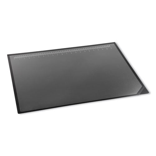 Desk Pad With Transparent Lift-top Overlay And Antimicrobial Protection, 31" X 20", Black Pad, Transparent Frost Overlay