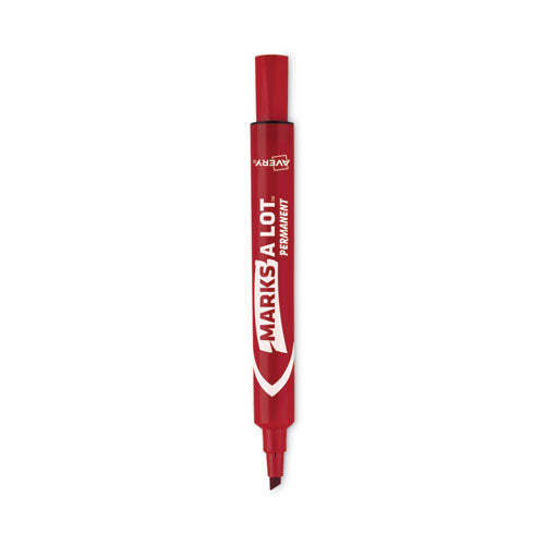 Marks A Lot Large Desk-style Permanent Marker, Broad Chisel Tip, Red, Dozen (8887)