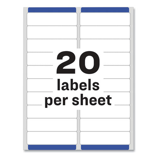 Easy Peel White Address Labels W/ Sure Feed Technology, Laser Printers, 1 X 4, White, 20/sheet, 100 Sheets/box