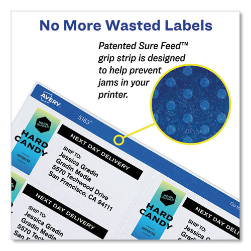 Shipping Labels W/ Trueblock Technology, Laser Printers, 3.33 X 4, White, 6/sheet, 100 Sheets/box