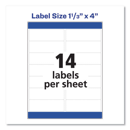 Easy Peel White Address Labels W/ Sure Feed Technology, Laser Printers, 1.33 X 4, White, 14/sheet, 250 Sheets/box