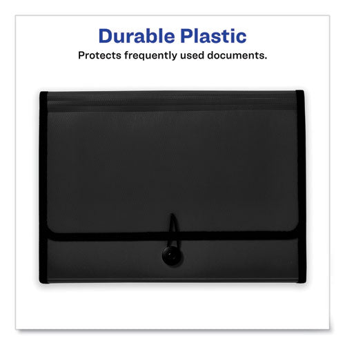 Expanding File Folder Organizer, 7 Sections, Hook/loop Closure, Letter Size, Black