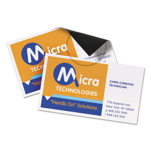 Magnetic Business Cards, Inkjet, 2 X 3.5, White, 30 Cards, 10 Cards/sheet, 3 Sheets/pack