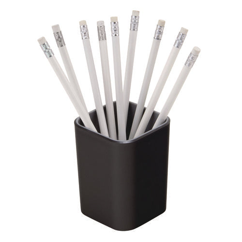 Fusion Pencil Cup, Plastic, 2.99 X 2.99 X 3.96, Black/gray