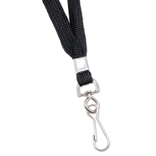 Deluxe Lanyards, Metal J-hook Fastener, 36" Long, Black, 24/box