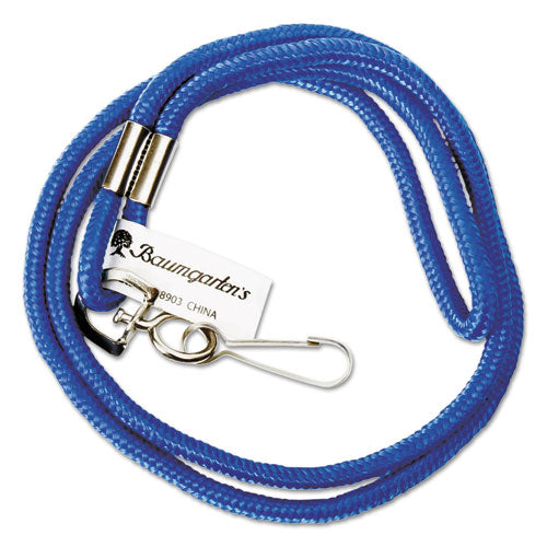 Rope Lanyard, Metal Hook Fastener, 36" Long, Nylon, Blue