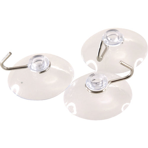 Suction Cup With Hook, Metal Silver Hook, 50/box