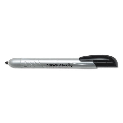 Intensity Retractable Permanent Marker, Fine Bullet Tip, Black, Dozen