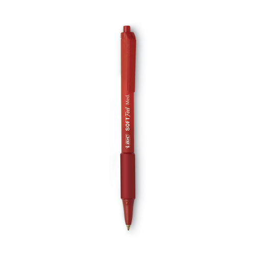 Soft Feel Ballpoint Pen, Retractable, Medium 1 Mm, Red Ink, Red Barrel, Dozen