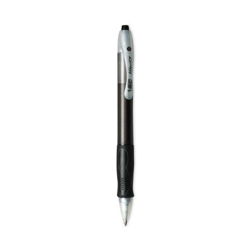 Velocity Easy Glide Ballpoint Pen, Retractable, Medium 1 Mm, Black Ink, Translucent Black Barrel, Dozen