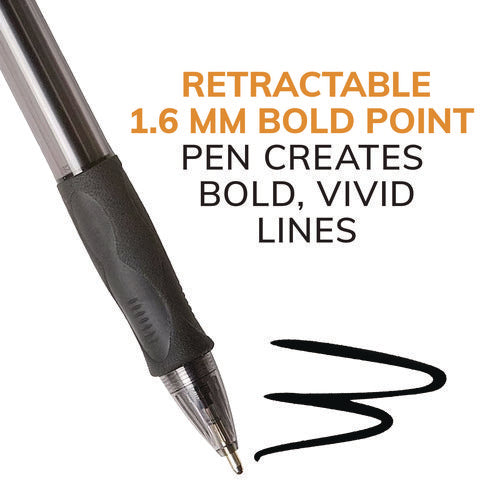 Glide Bold Ballpoint Pen Value Pack, Retractable, Bold 1.6 Mm, Black Ink, Smoke Barrel, 36/pack