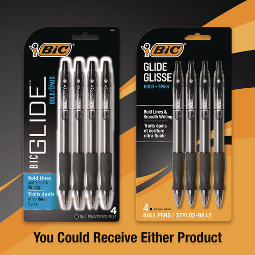 Glide Bold Ballpoint Pen, Retractable, Bold 1.6 Mm, Black Ink, Translucent Black Barrel, 4/pack