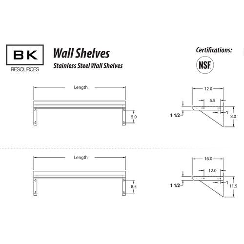 Stainless Steel Economy Overshelf, 32w X 16d X 11.5h, Stainless Steel, Silver, 2/pallet