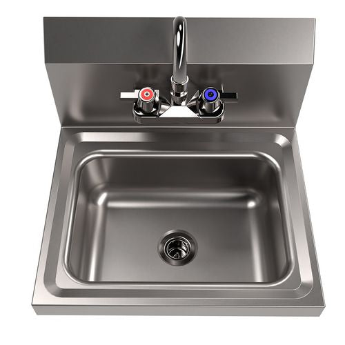 Stainless Steel Hand Sink With Faucet, 14" L X 10" W X 5" D