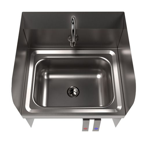 Stainless Steel Hand Sink With Side Splashes, 14" L X 10" W X 5" D