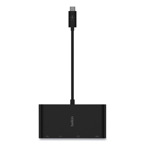 Usb-c Multimedia Adapter, Hdmi/ethernet/usb-a/usb-c/vga, 4.33", Black