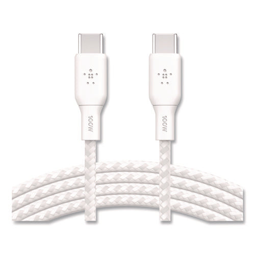 Boost Charge Braided Usb-c To Usb-c Cable, 100 W Power Delivery, 6.6 Ft, White, 2/pack