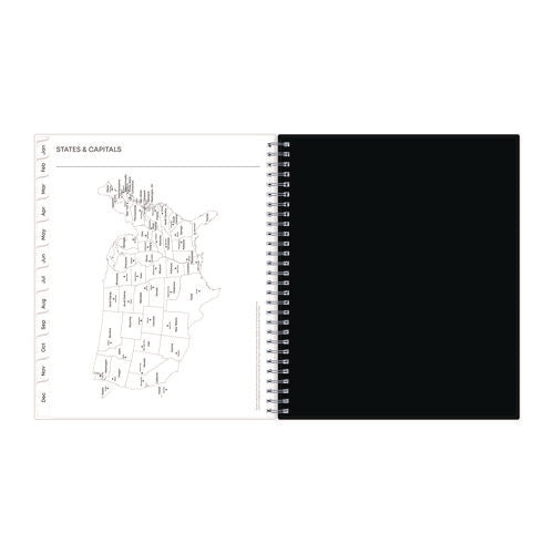 Analeis Monthly Planner, Floral Artwork, 10 X 8, White/black/coral Cover, 12-month (jan To Dec): 2025