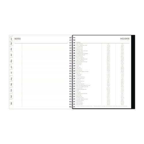 Analeis Monthly Planner, Floral Artwork, 10 X 8, White/black/coral Cover, 12-month (jan To Dec): 2025