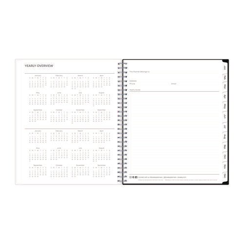 Analeis Monthly Planner, Floral Artwork, 10 X 8, White/black/coral Cover, 12-month (jan To Dec): 2025