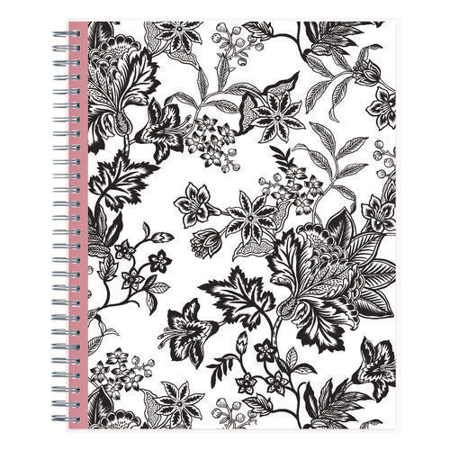 Analeis Monthly Planner, Floral Artwork, 10 X 8, White/black/coral Cover, 12-month (jan To Dec): 2025