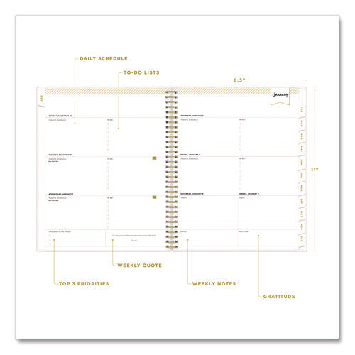 Day Designer Tile Weekly/monthly Planner, Geometric Artwork, 11 X 8.5, Blue/white Cover, 12-month (jan To Dec): 2025