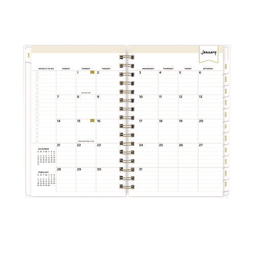 Day Designer Navy Stripe Daily/monthly Planner, Horizontal Stripe Artwork, 8 X 5, Navy/white Cover, 12-month (jan-dec): 2025