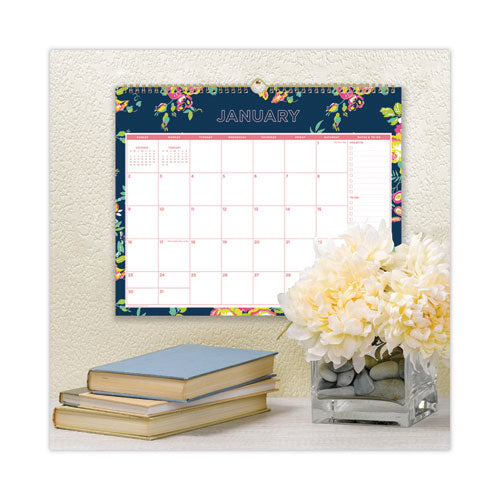 Day Designer Peyton Wall Calendar, Floral Artwork, 15 X 12, White/navy Sheets, 12-month (jan To Dec): 2025