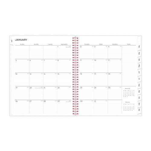 Joselyn Weekly/monthly Planner, Floral Artwork, 11 X 8.5, Pink/peach/black Cover, 12-month (jan To Dec): 2025