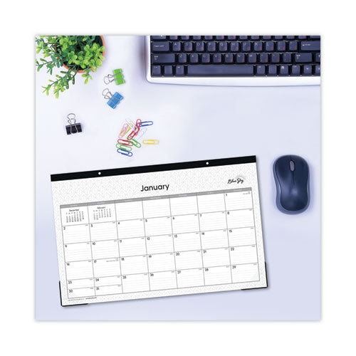 Enterprise Desk Pad, Geometric Artwork, 17 X 11, White/gray Sheets, Black Binding, Clear Corners, 12-month (jan To Dec): 2025