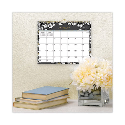 Baccara Dark Wall Calendar, Floral Artwork, 11 X 8.75, White/black/gold Sheets, 12-month (jan To Dec): 2025