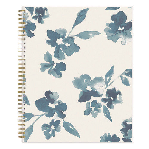 Bakah Blue Weekly/monthly Planner, Floral Artwork, 11 X 8.5, Blue/white Cover, 12-month (jan To Dec): 2025